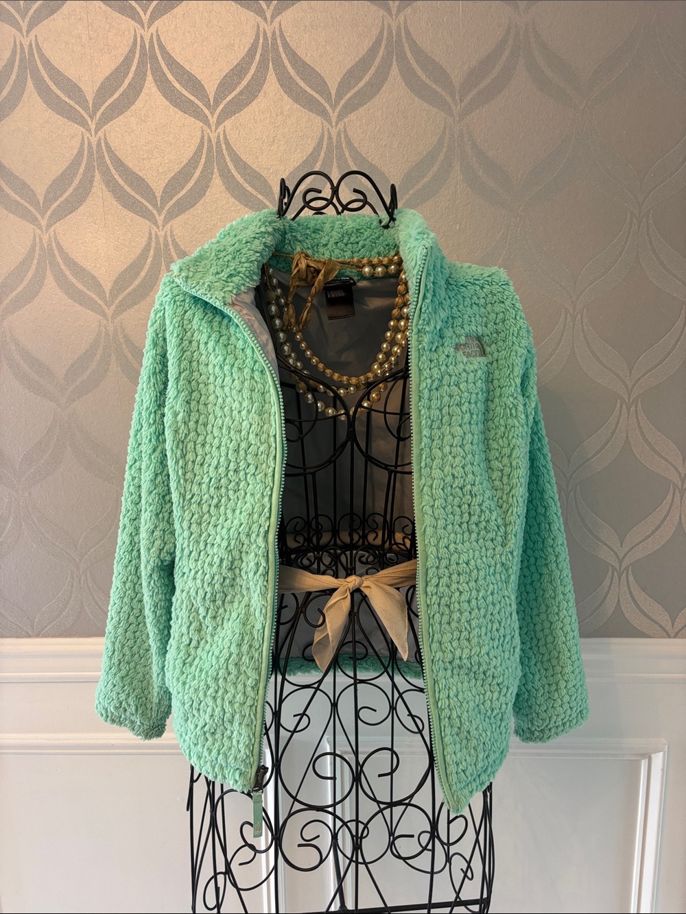The North Face Mint Green Teddy Sherpa Jacket